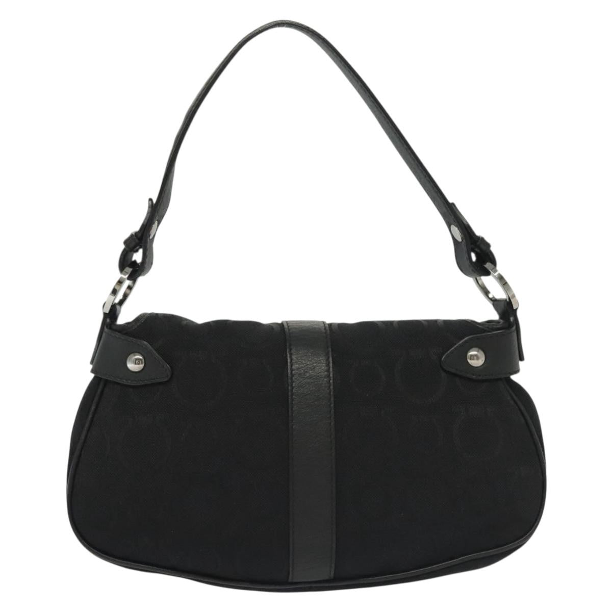 Salvatore Ferragamo Gancini Handbag Canvas Black Canvas Handbag (Authentic Pre-Loved)
