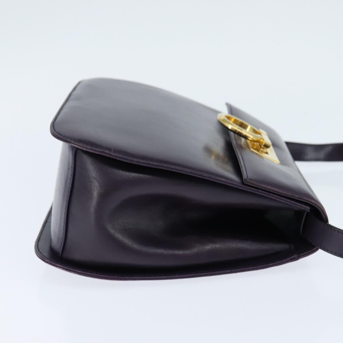 Salvatore Ferragamo Gancini Shoulder Bag Leather Navy Leather Shoulder Bag Bag (Pre-Loved)