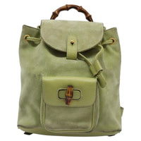 Gucci Gucci Bamboo Backpack Daim Green Suede Backpack Bag (Authentic Pre-Loved)