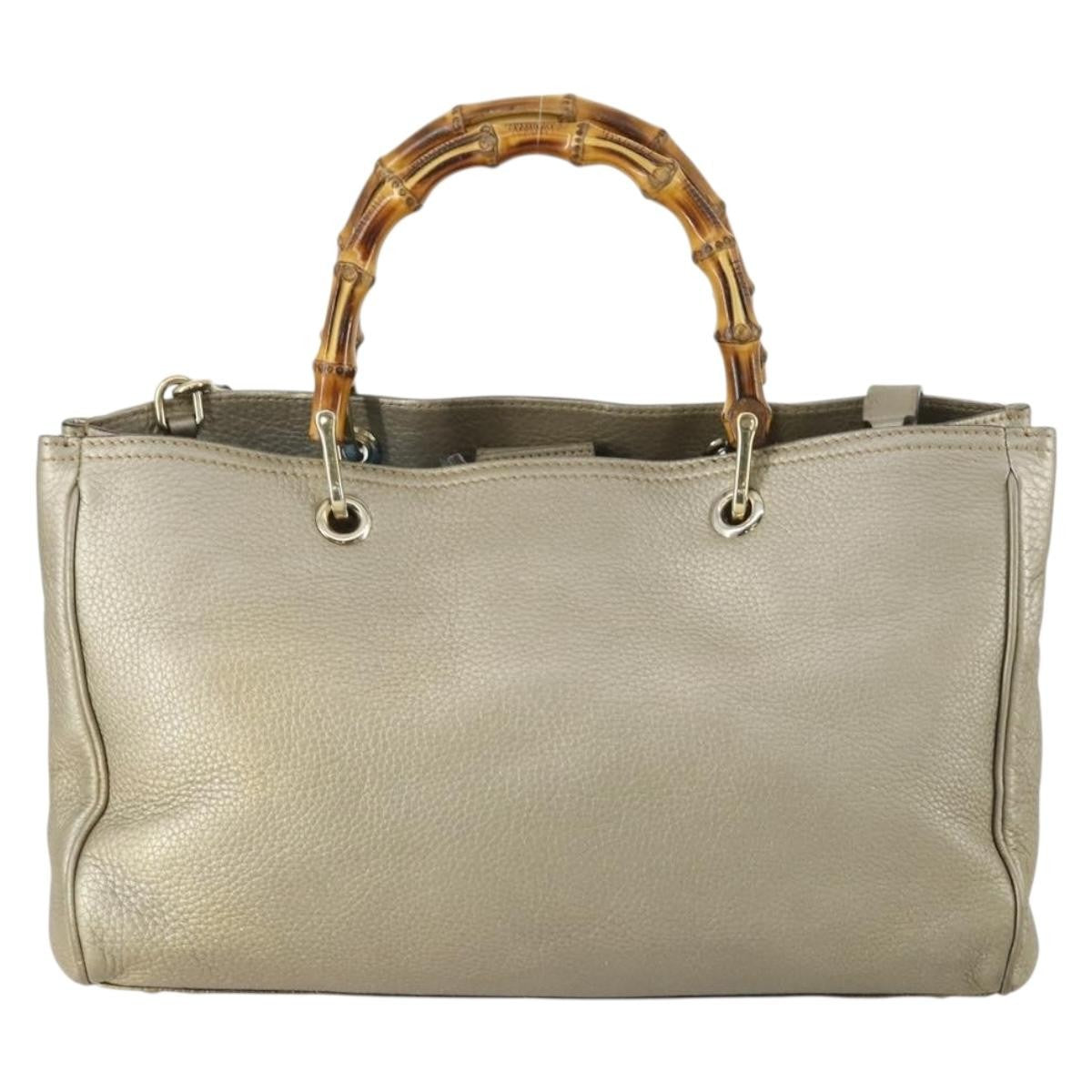Gucci Bamboo Shopper Tote Leather Beige Leather Tote Bag Bag (Pre-Loved)