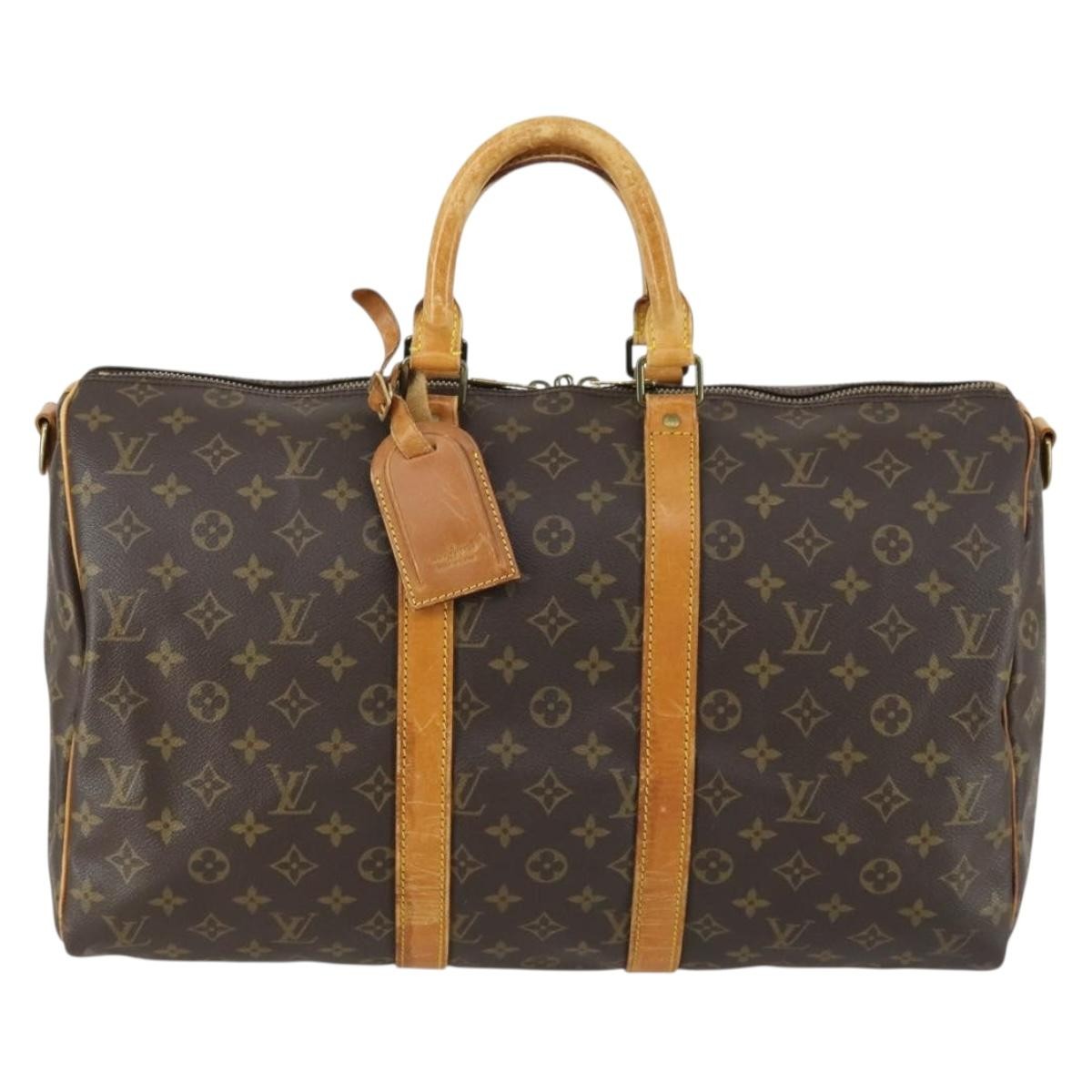 Louis Vuitton Keepall Bandouliere Bag Monogram Canvas Brown Canvas Travel Bag Bag (Authentic Pre-Loved)