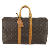 Louis Vuitton Keepall Bandouliere Bag Monogram Canvas Brown Canvas Travel Bag Bag (Authentic Pre-Loved)
