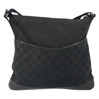 Gucci Zip Messenger Bag Gg Canvas With Perforated Leather Black Canvas Shoulder Bag Bag (Authentic Pre-Loved)