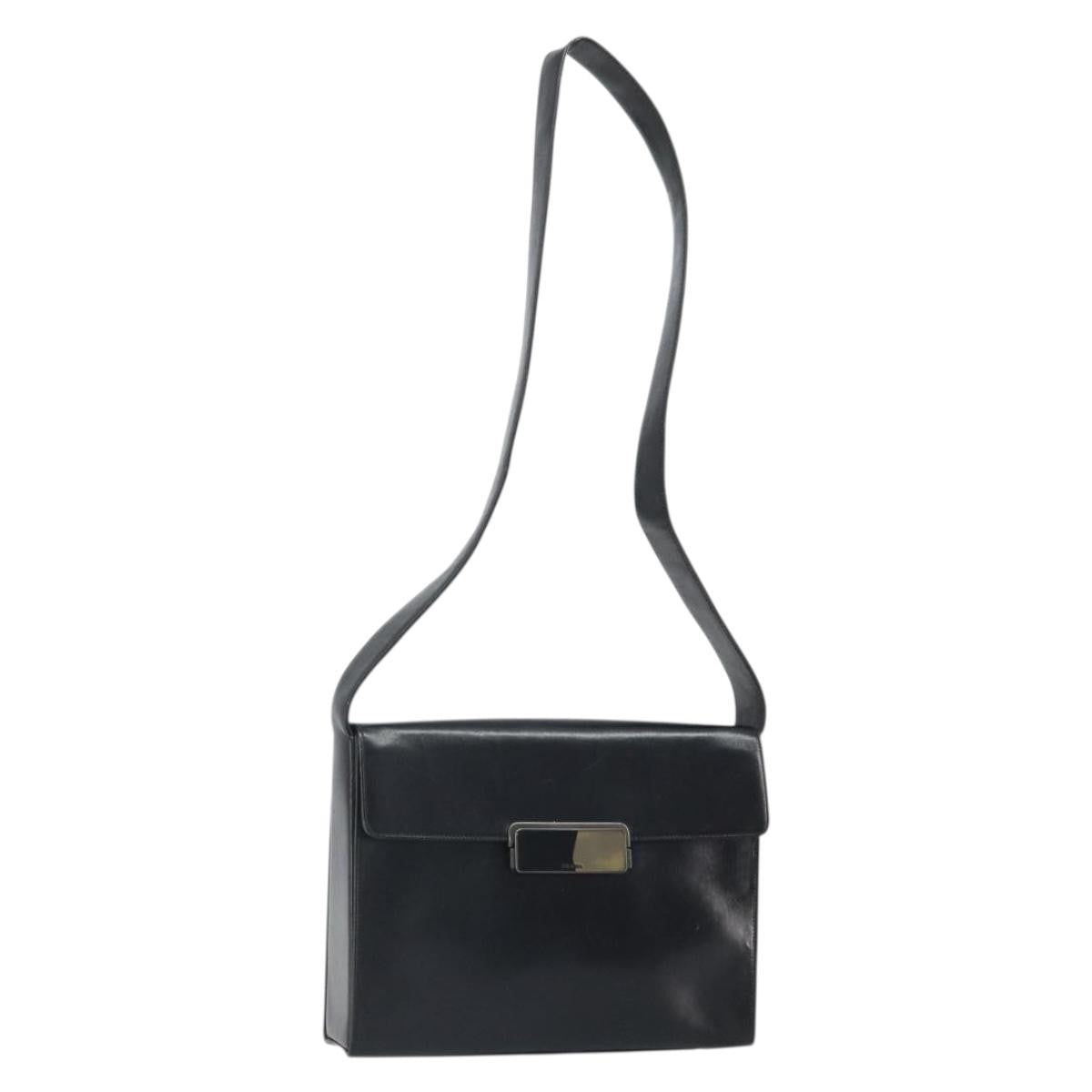 Prada Vintage Flap Shoulder Bag Leather Black Leather Shoulder Bag Bag (Pre-Loved)
