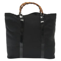 Gucci Bamboo Daily Tote Leather Black Nylon Tote Bag Bag (Authentic Pre-Loved)