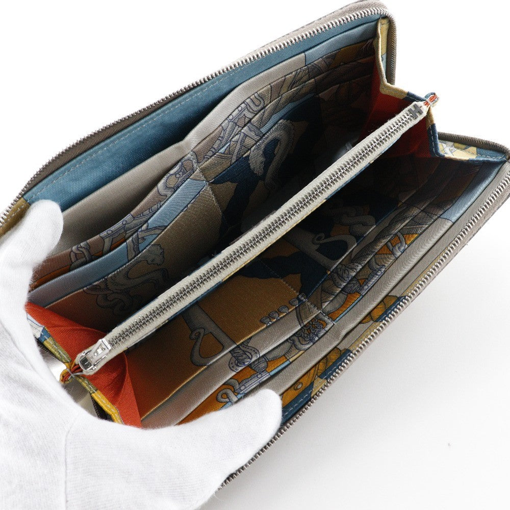 Hermes Azap Zip Around Wallet Epsom Beige Leather Wallets Accessory (Authentic Pre-Loved)