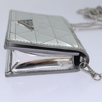 Prada Chain Wallet Embellished Leather Silver Leather Wallets Accessory (Authentic Pre-Loved)