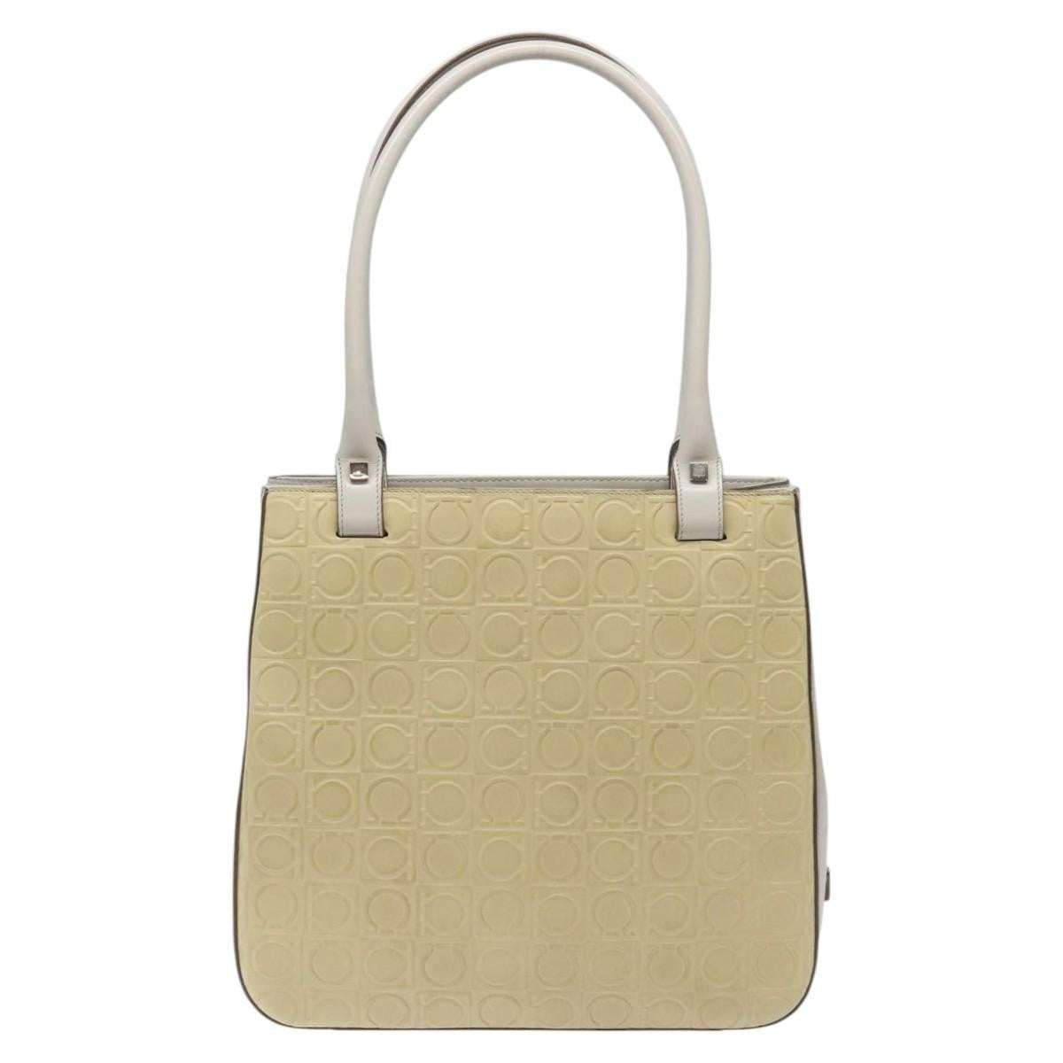 Salvatore Ferragamo Gancini Shoulder Bag Leather Beige Leather Shoulder Bag Bag (Pre-Loved)