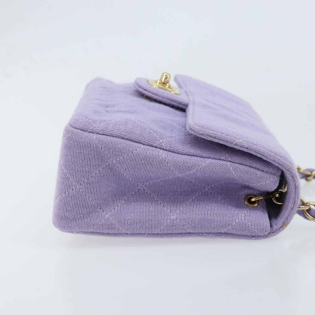 Chanel Square Classic Single Flap Bag Fabric Purple Cotton Crossbody Bag Bag (Authentic Pre-Loved)