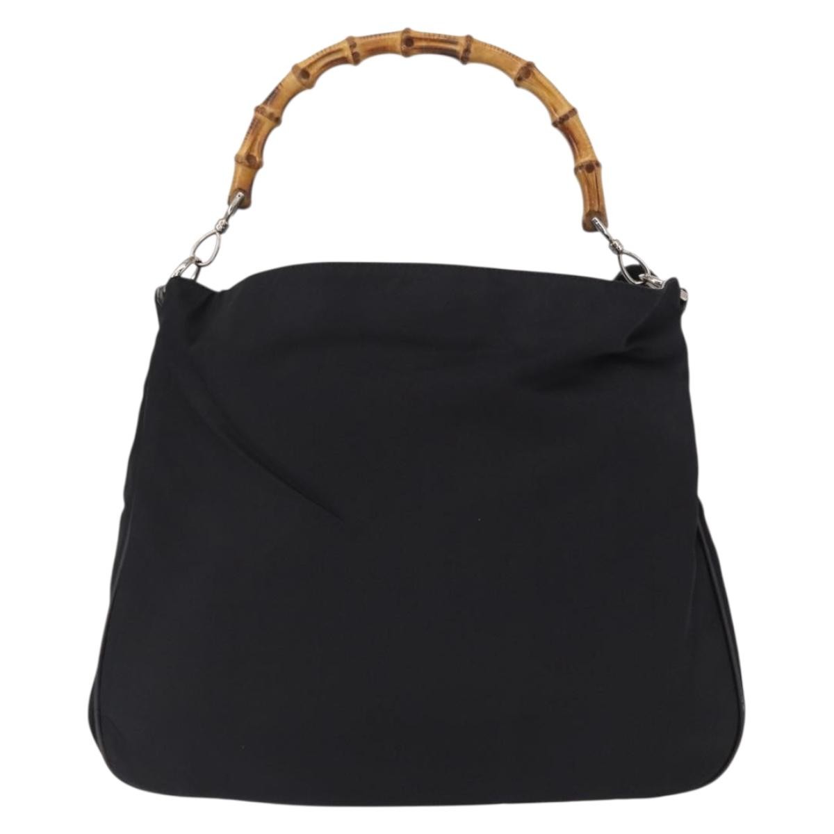 Gucci Vintage Bamboo Shoulder Bag Canvas Black Canvas Shoulder Bag Bag (Authentic Pre-Loved)