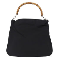 Gucci Vintage Bamboo Shoulder Bag Canvas Black Canvas Shoulder Bag Bag (Authentic Pre-Loved)