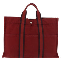Hermes Fourre Tout Tote Canvas Red Canvas Tote Bag Bag (Pre-Loved)