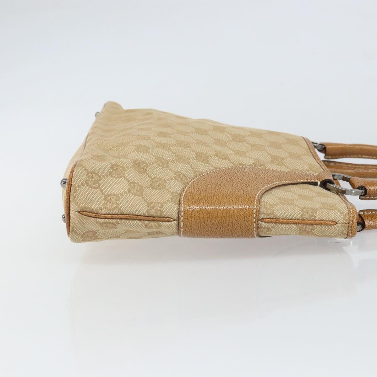 Gucci Vintage Ring Tote Gg Canvas With Leather Beige Canvas Tote Bag Bag (Pre-Loved)