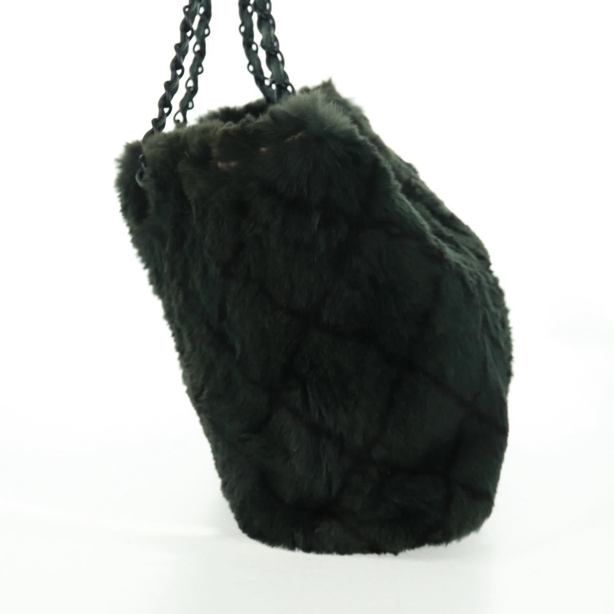 Chanel Chanel Chain Tote Lapin Fur Green Fur Tote Bag Bag (Pre-Loved)