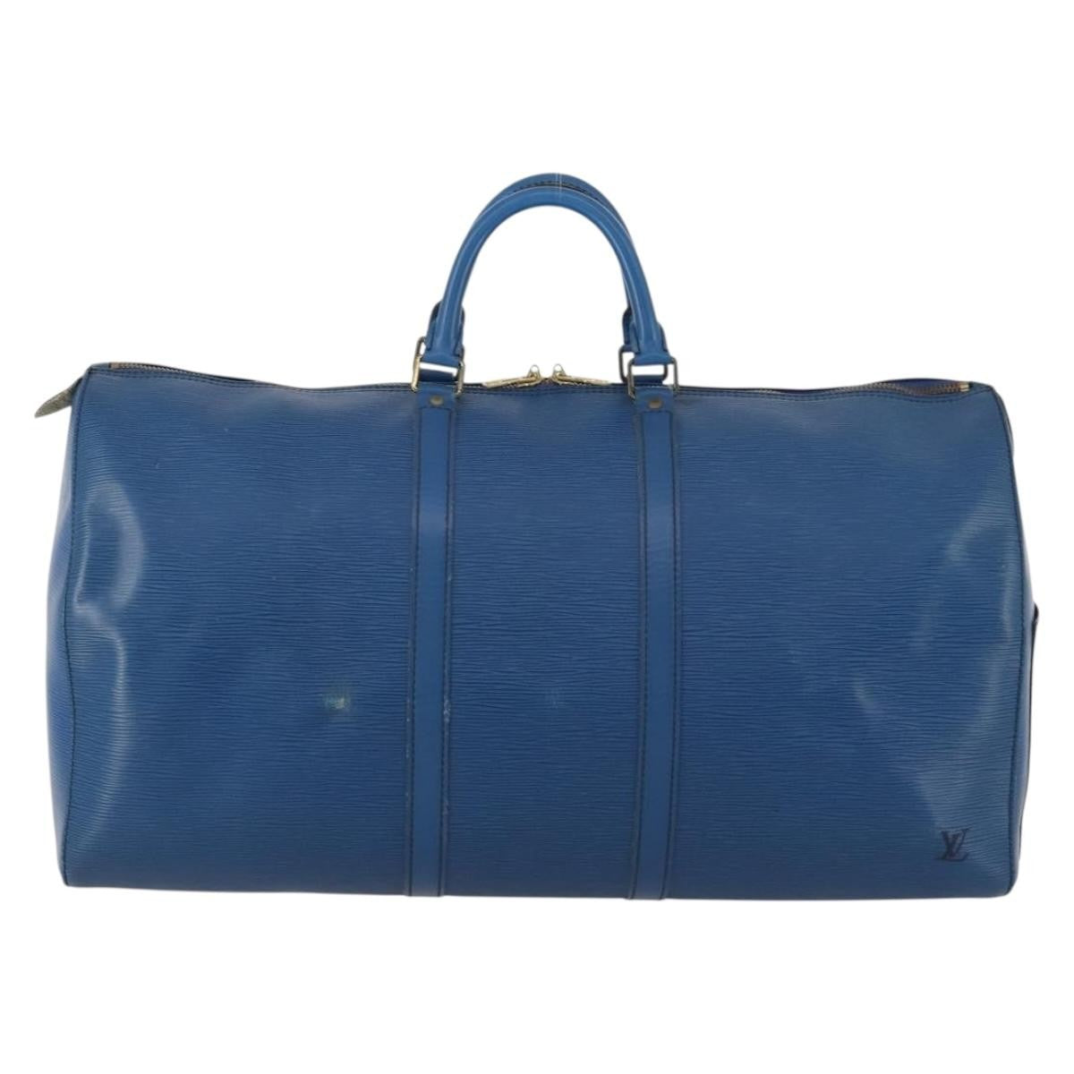 Louis Vuitton Keepall Bag Epi Leather Blue Leather Travel Bag Bag (Pre-Loved)