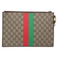 Gucci Vintage Web Sherry Line Handbag Canvas Beige Pvc Clutche & Pouche Bag (Authentic Pre-Loved)