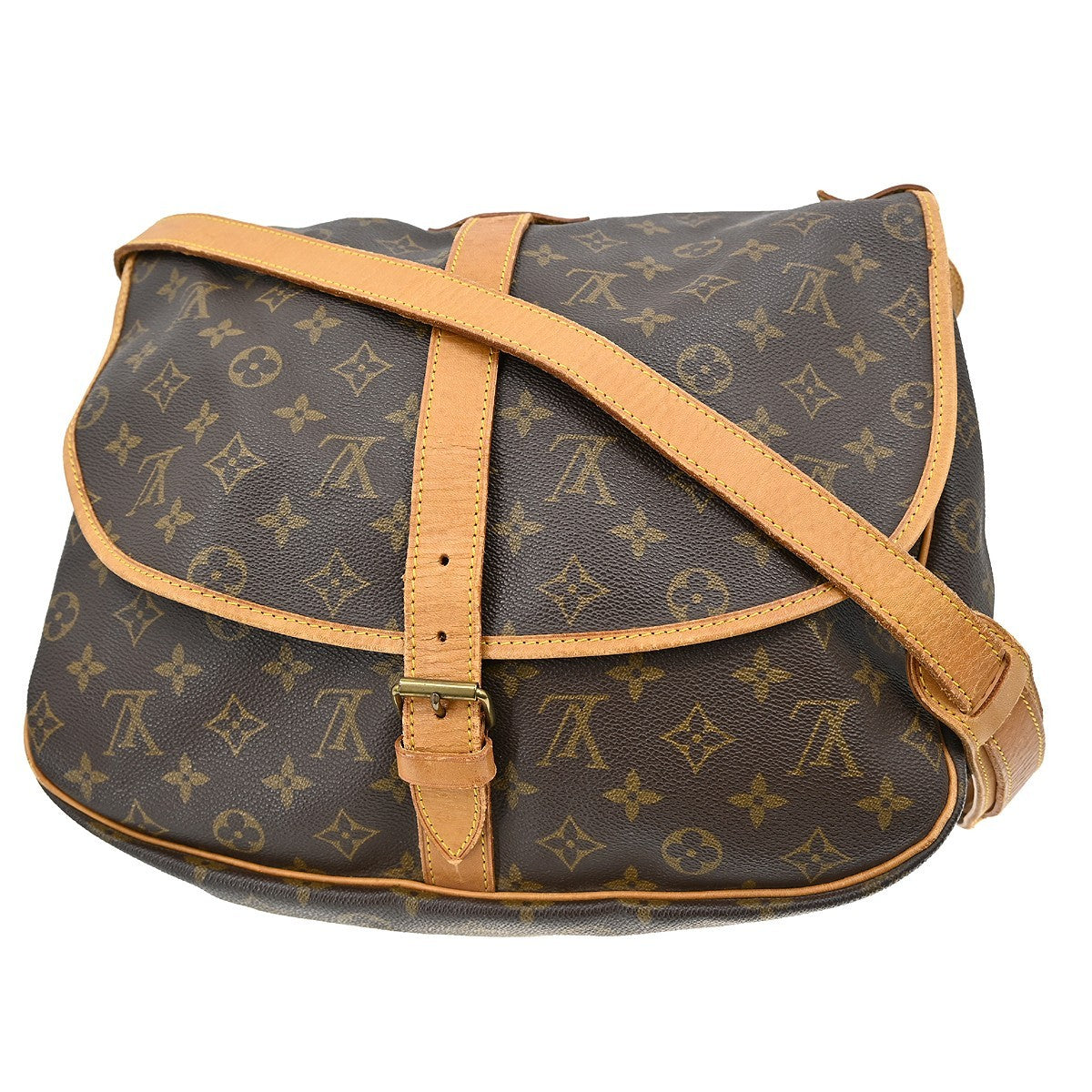 Louis Vuitton Saumur Handbag Monogram Canvas Brown Canvas Shoulder Bag Bag (Authentic Pre-Loved)
