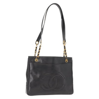 Chanel Chanel Vintage Cc Chain Tote Caviar Black Leather Tote Bag Bag (Pre-Loved)