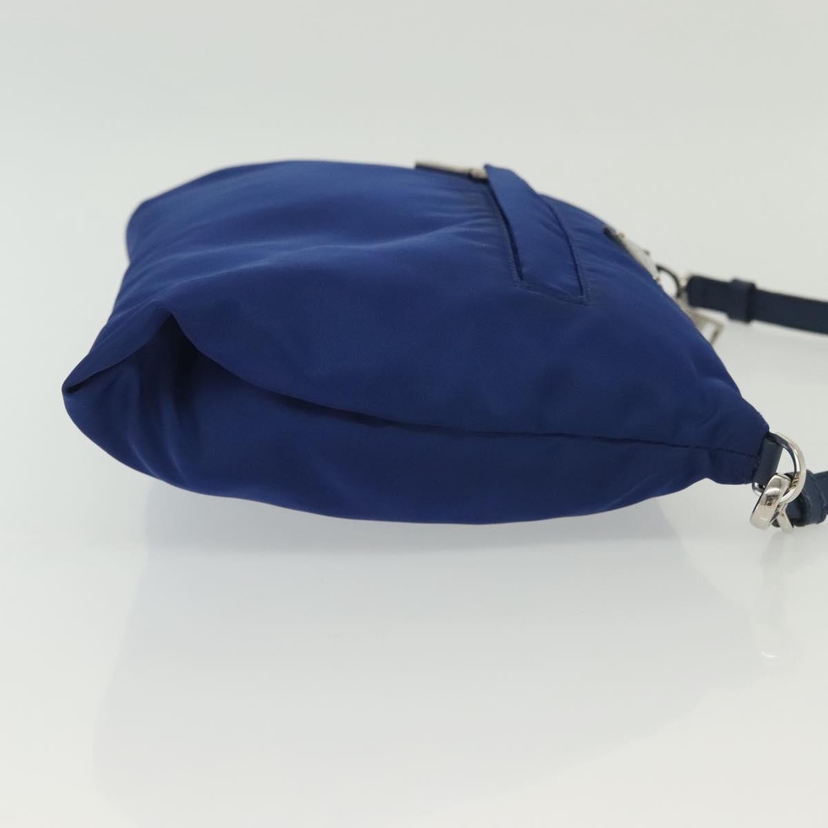 Prada Flat Messenger Tessuto With Leather Blue Nylon Shoulder Bag Bag (Pre-Loved)