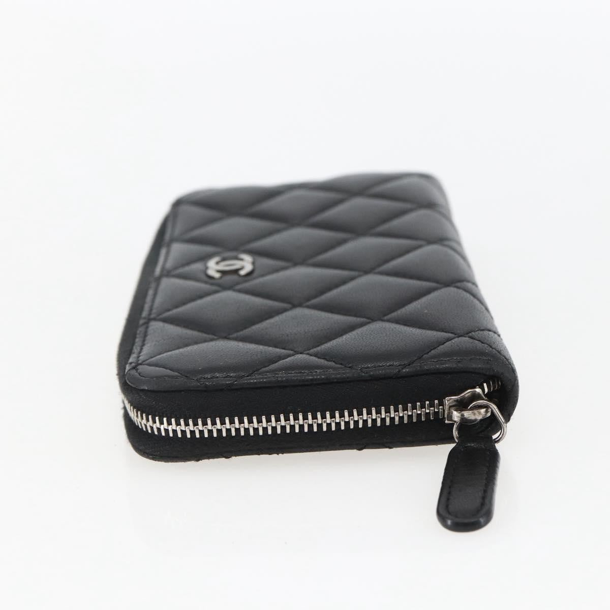 Chanel Zip Around Organizer Wallet Quilted Lambskin Black Leather Wallets Accessory (Authentic Pre-Loved)