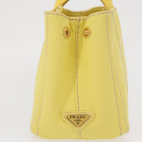 Prada Canapa Convertible Tote Canvas Gold Canvas Tote Bag Bag (Authentic Pre-Loved)