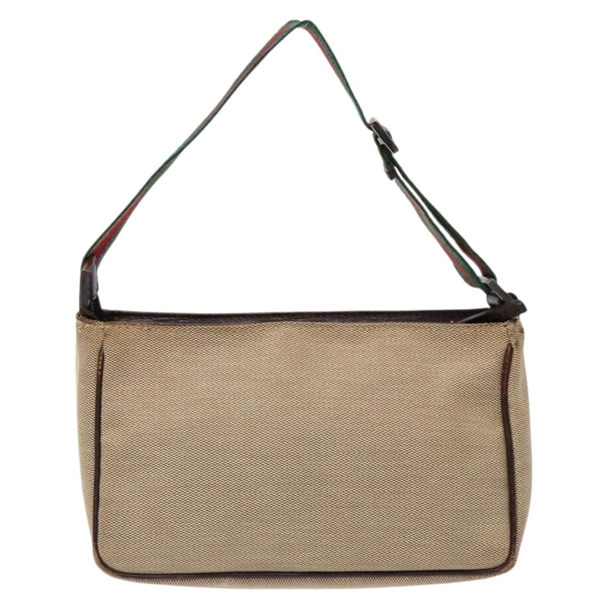 Gucci Sherry Line Pouch Canvas Beige Canvas Clutche & Pouche Bag (Authentic Pre-Loved)