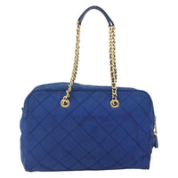 Prada Chain Shoulder Bag Quilted Tessuto Blue Nylon Shoulder Bag Bag (Pre-Loved)