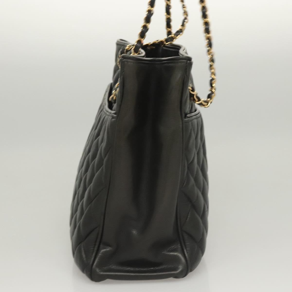 Chanel Chain Shoulder Bag Leather Black Leather Shoulder Bag Bag (Pre-Loved)