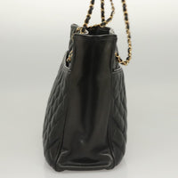 Chanel Chain Shoulder Bag Leather Black Leather Shoulder Bag Bag (Pre-Loved)