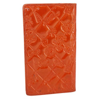 Chanel Lucky Symbols Yen Wallet Embossed Quilted Patent Orange Patent_Leather Wallets Accessory (Authentic Pre-Loved)