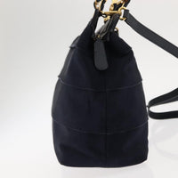 Salvatore Ferragamo Vala Handbag Canvas Navy Canvas Handbag (Authentic Pre-Loved)