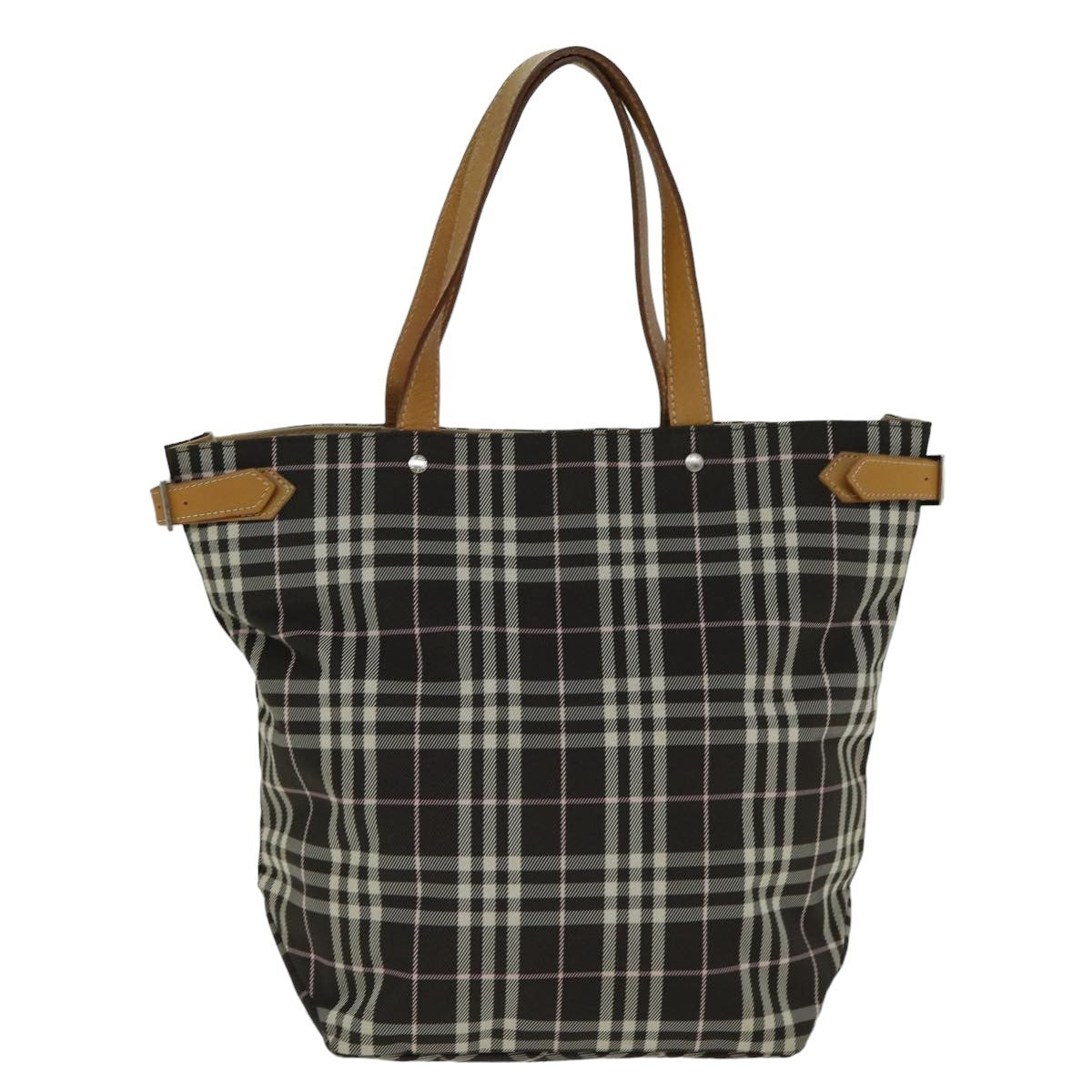 Burberry Nova Check Blue Label Nylon Brown Nylon Tote Bag Bag (Authentic Pre-Loved)