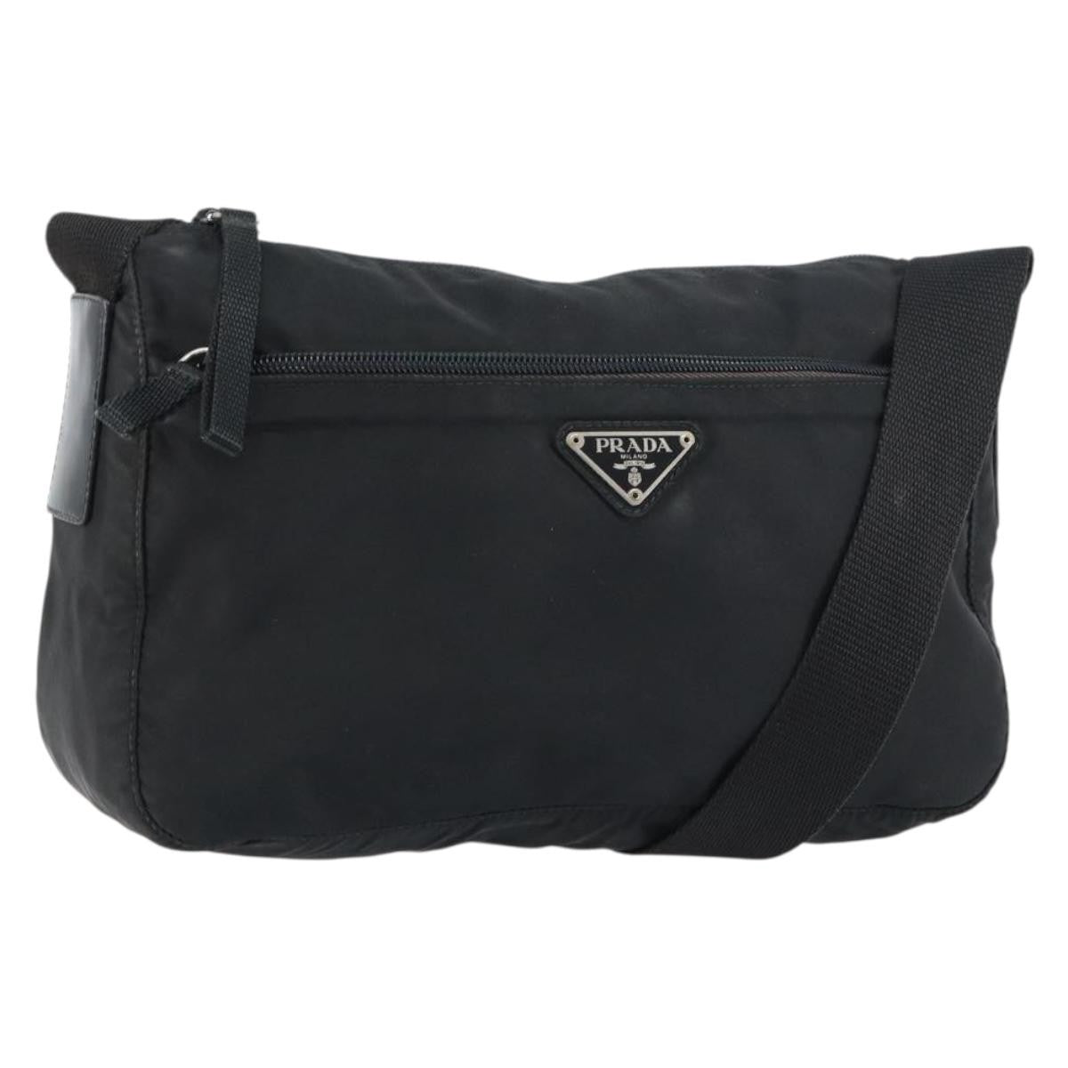 Prada Front Zip Messenger Bag Tessuto Black Nylon Shoulder Bag Bag (Authentic Pre-Loved)