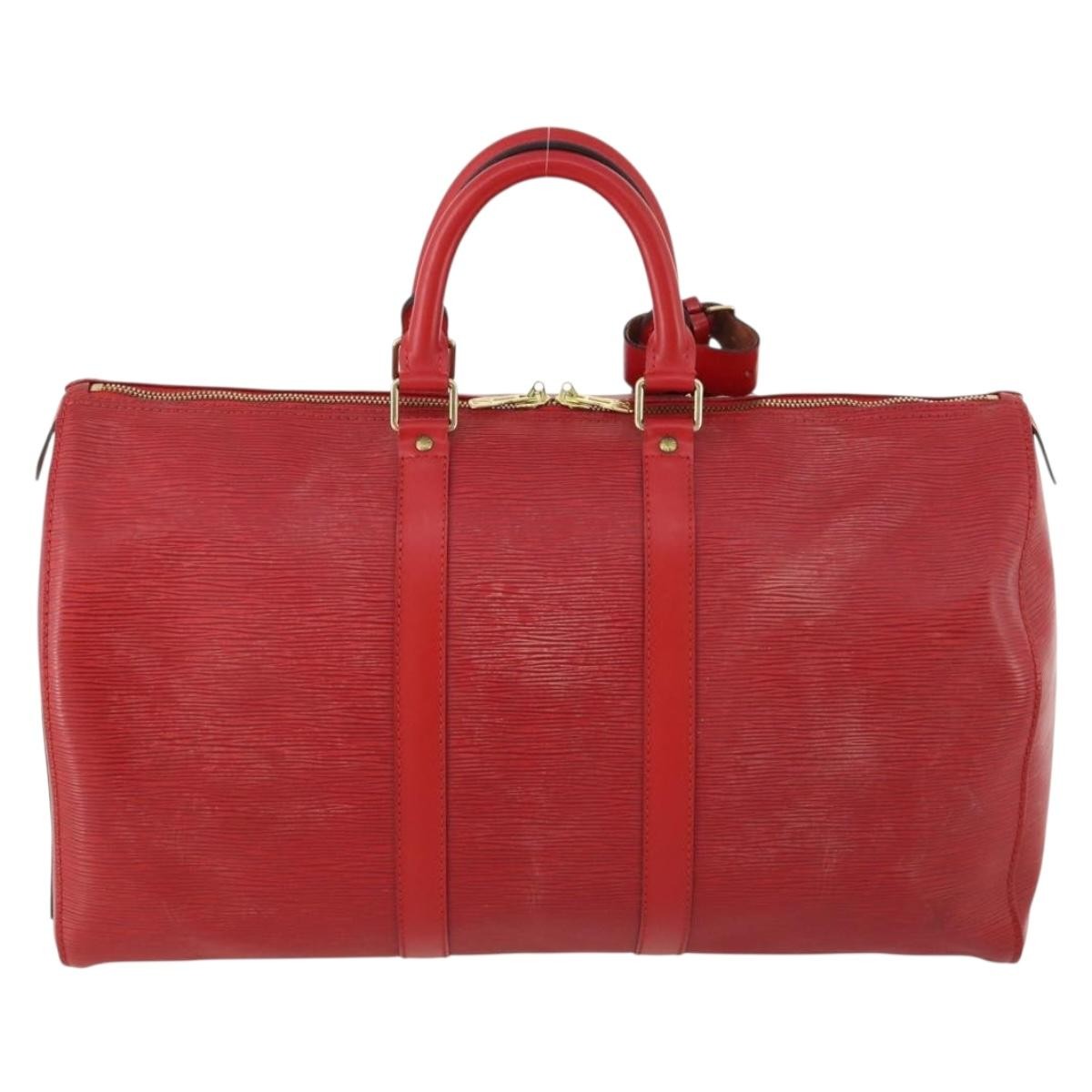 Louis Vuitton Louis Vuitton Keepall Bag Epi Leather Red Leather Travel Bag Bag (Pre-Loved)