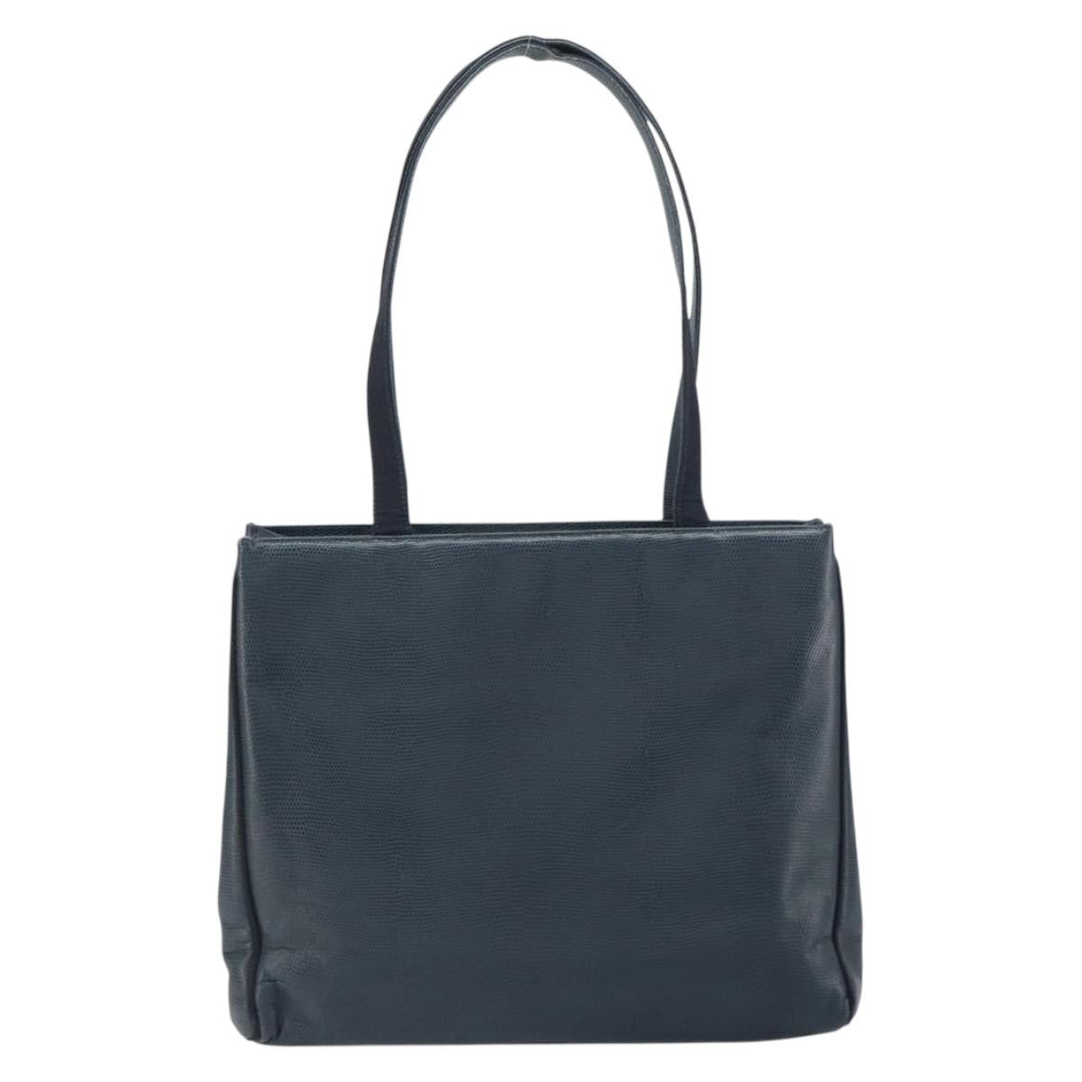 Salvatore Ferragamo Vala Tote Leather Blue Leather Tote Bag Bag (Authentic Pre-Loved)