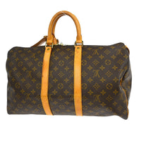 Louis Vuitton Keepall Bag Monogram Canvas Brown Canvas Travel Bag Bag (Authentic Pre-Loved)
