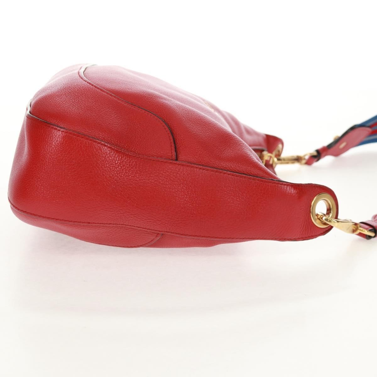 Prada Striped Strap Zip Hobo Vitello Daino Red Leather Shoulder Bag Bag (Pre-Loved)