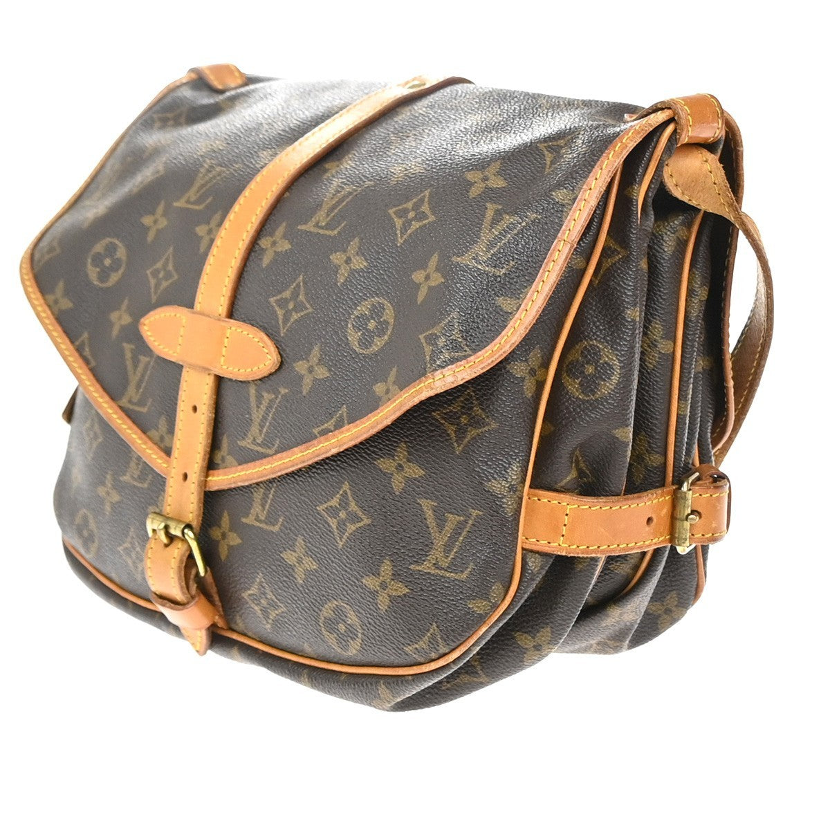Louis Vuitton Saumur Handbag Monogram Canvas Brown Canvas Shoulder Bag Bag (Authentic Pre-Loved)