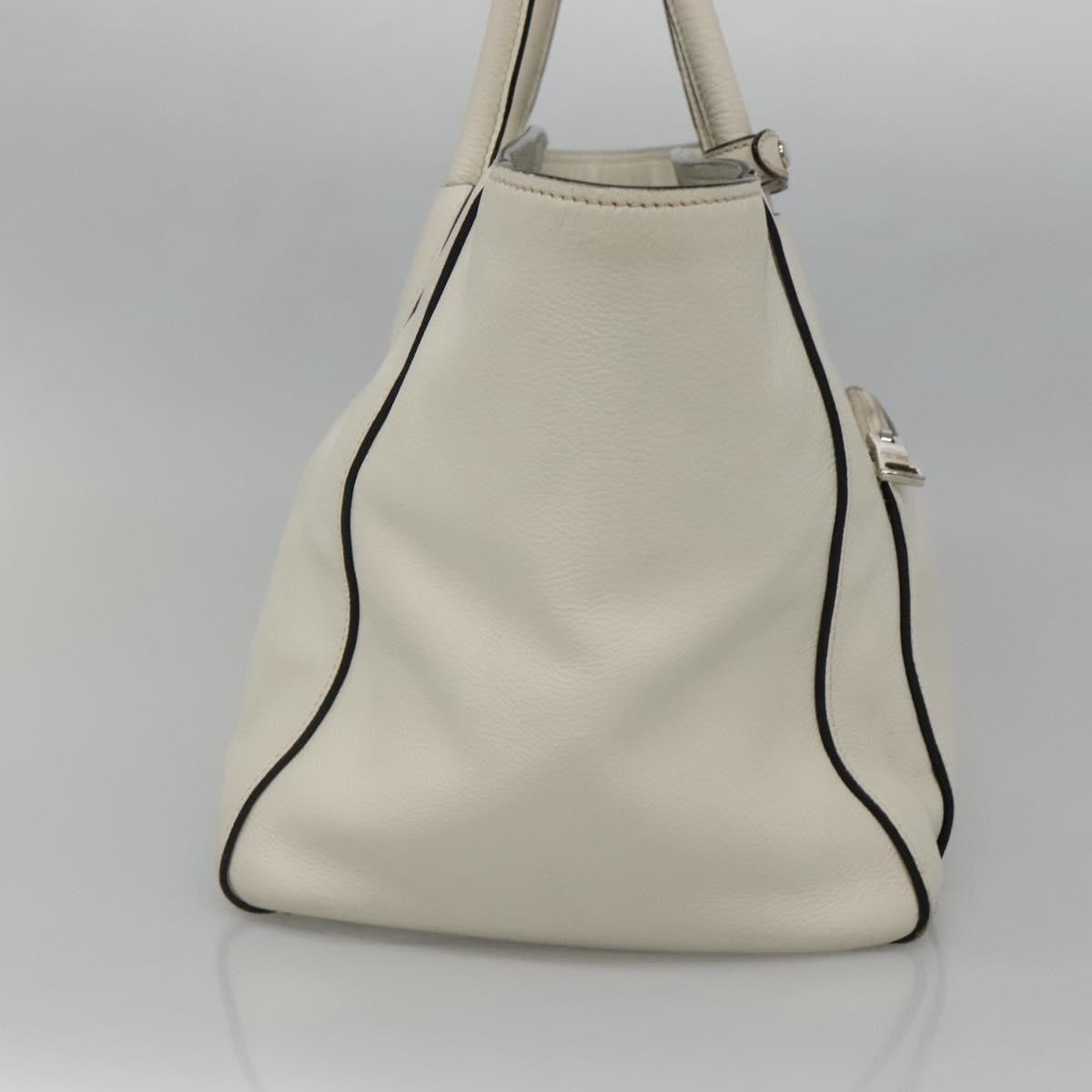 Prada Front Pocket Wing Convertible Tote Vitello Daino White Leather Tote Bag Bag (Authentic Pre-Loved)
