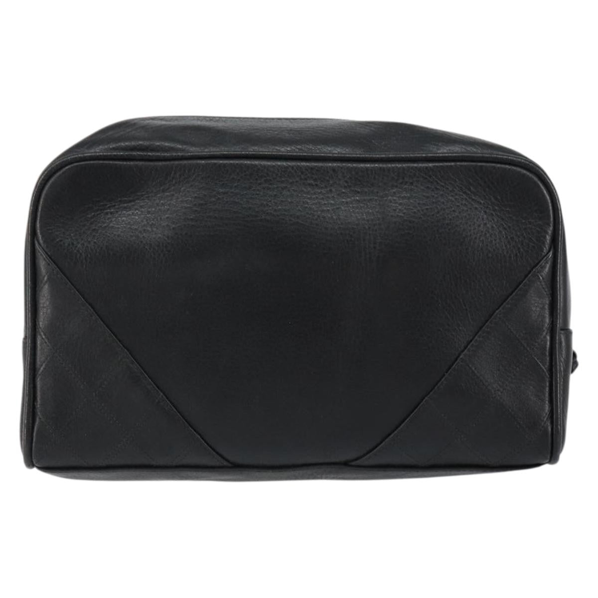 Chanel Chanel Vintage Toiletry Pouch Leather Black Leather Clutche & Pouche Bag (Pre-Loved)