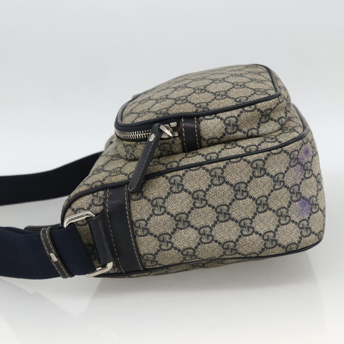 Gucci Double Pocket Messenger Bag Gg Coated Canvas Navy Canvas Shoulder Bag Bag (Authentic Pre-Loved)