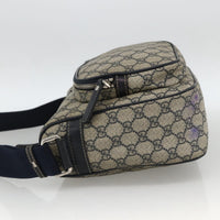 Gucci Double Pocket Messenger Bag Gg Coated Canvas Navy Canvas Shoulder Bag Bag (Authentic Pre-Loved)