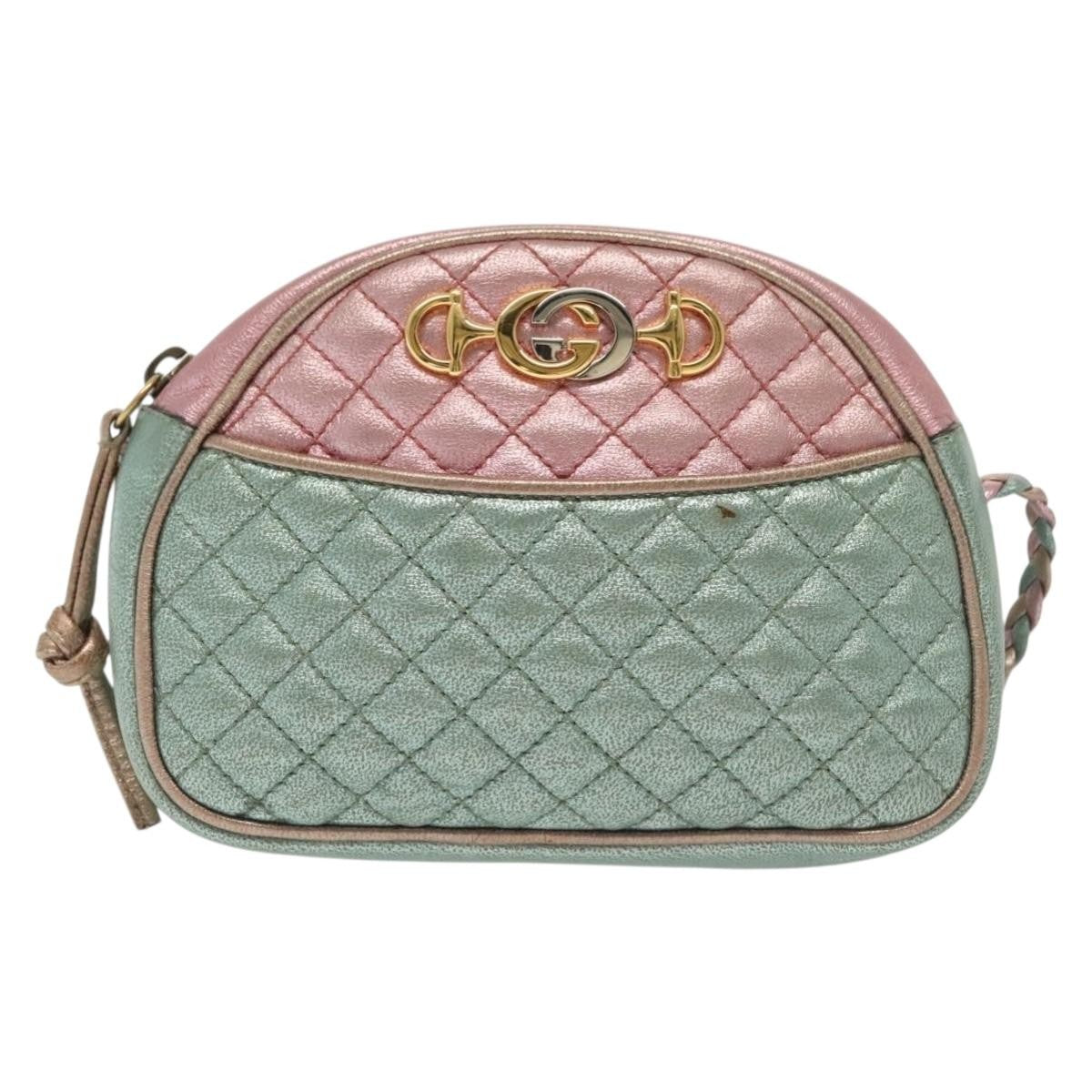 Gucci Trapuntata Camera Shoulder Bag Quilted Laminated Leather Multicolour Leather Shoulder Bag Bag (Authentic Pre-Loved)