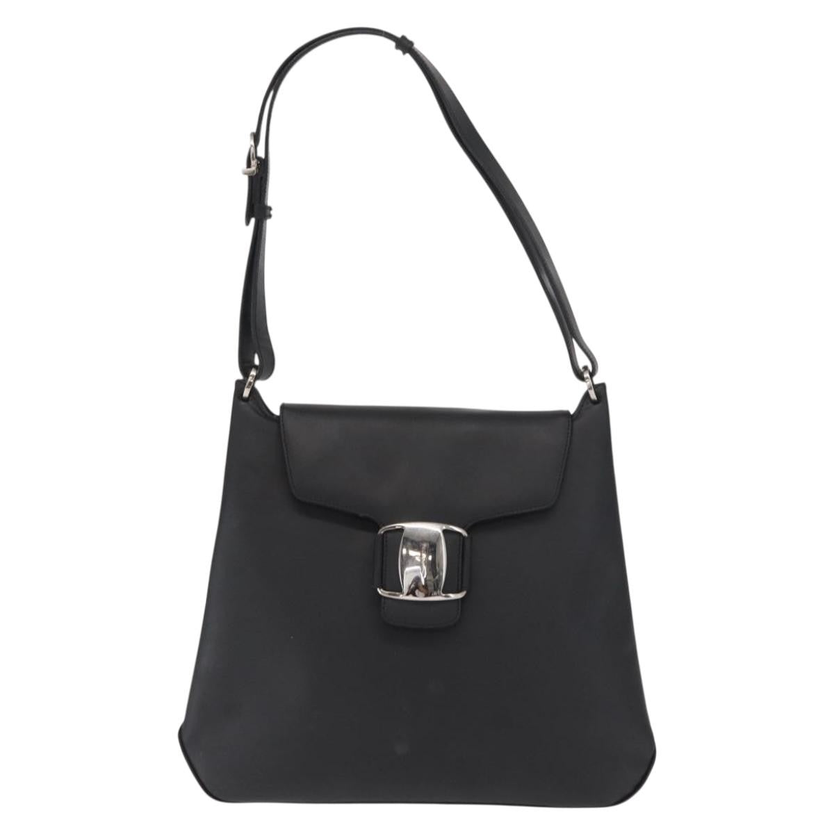 Salvatore Ferragamo Vala Shoulder Bag Leather Black Leather Shoulder Bag Bag (Pre-Loved)