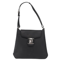 Salvatore Ferragamo Vala Shoulder Bag Leather Black Leather Shoulder Bag Bag (Pre-Loved)