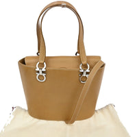 Salvatore Ferragamo Gancini Shoulder Bag Leather Brown Leather Shoulder Bag Bag (Pre-Loved)