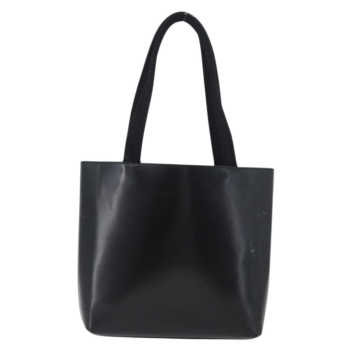 Prada Vintage Tote Leather Black Leather Tote Bag Bag (Authentic Pre-Loved)