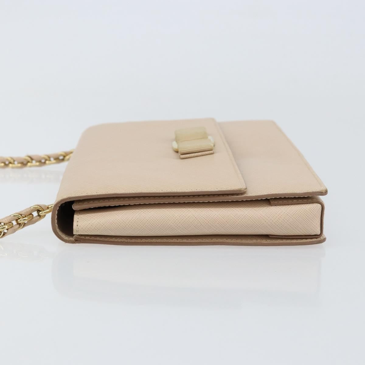 Salvatore Ferragamo Vala Chain Shoulder Bag Leather Pink Leather Shoulder Bag Bag (Authentic Pre-Loved)