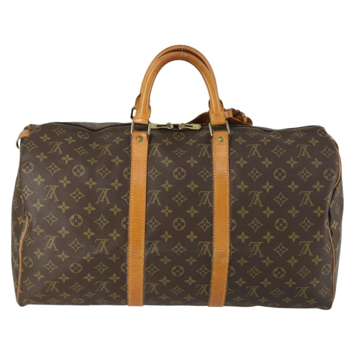 Louis Vuitton Keepall Bag Monogram Canvas Brown Canvas Travel Bag Bag (Authentic Pre-Loved)