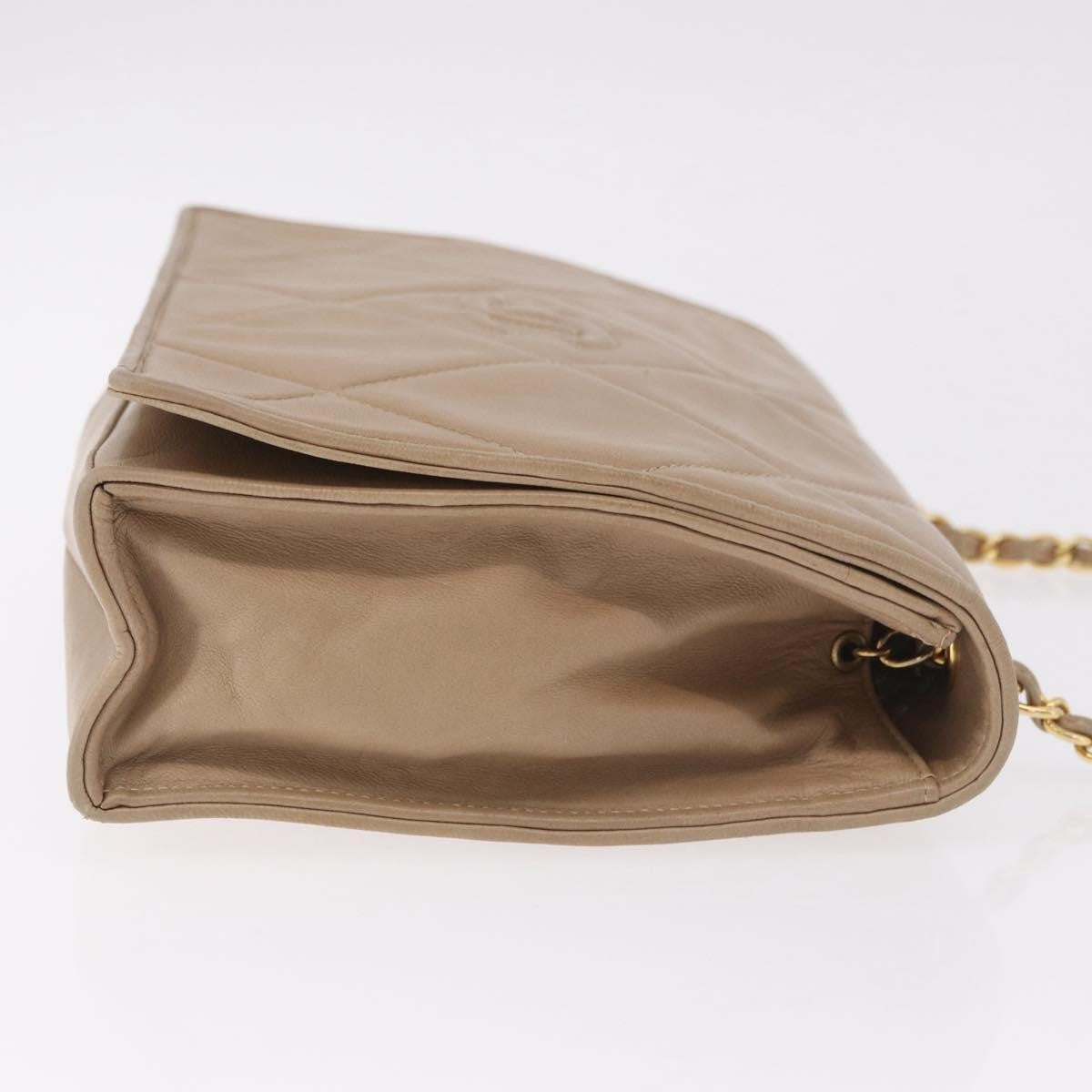 Chanel Chanel Flap Chain Shoulder Bag Leather Beige Leather Shoulder Bag Bag (Authentic Pre-Loved)